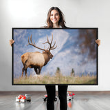 26365841-MGV-CV-36X24-Mountain Elk Art Wall Art Canvas Print, Framed Rustic Wildlife Print Art Picture Print, Lodge Style Decor Perfect Rustic Lodge