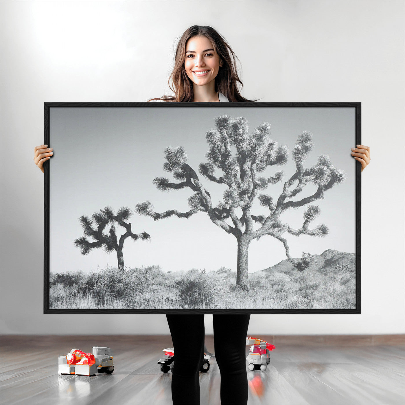 58647785-MGV-CV-36X24-Calm Earthy Aesthetic Wall Art Canvas Print, Framed Arid Terrain Decor Art Picture Print, Joshua Tree Perfect Rustic Minimalist