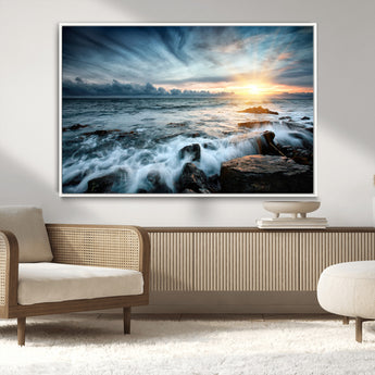 33428-MGV-CV-36X24-Ocean Sunrise Wall Art – Serene Seascape Canvas Print, Coastal Home or Office Decor, Perfect for Living Room, Bedroom, or Study
