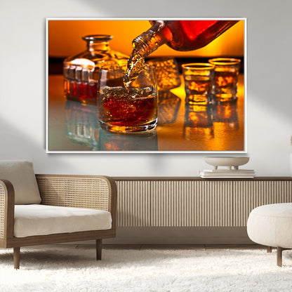 18250-MGV-CV-36X24-Whiskey Pour Wall Art – Captivating Whiskey Splash Canvas Print, Elegant Bar or Home Lounge Decor for Office, Man Cave or Living