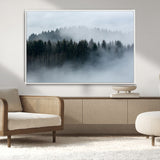 42596-MGV-CV-36X24-Misty Forest Wall Art – Atmospheric Pine Trees Canvas Print, Nature Landscape Decor for Living Room, Bedroom, Office, or Cabin