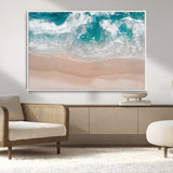 39236-MGV-CV-36X24-Ocean Beach Wall Art – Aerial View of Waves and Sand Canvas Print, Coastal Home Decor for Living Room, Bedroom, Office or Beach