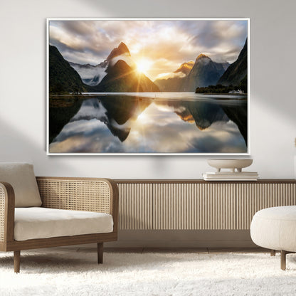78842-MGV-CV-36X24-Sunrise Mountain Reflection Wall Art – Stunning Nature Landscape Canvas Print for Home, Office, Living Room or Relaxing Space