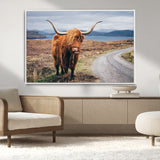 56121-MGV-CV-36X24-Rustic Highland Cow Wall Art – Panoramic Nature Canvas Print, Perfect Decor for Home, Office, Living Room or Man Cave