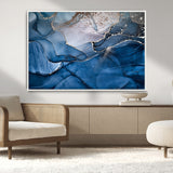 27810-MGV-CV-36X24-Abstract Blue Gold Fluid Art Wall – Modern Canvas Print, Elegant Home & Office Wall Art, Stylish Living Room or Bedroom Decor