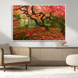 73343-MGV-CV-36X24-Autumn Maple Wall Art – Panoramic Vibrant Red Maple Tree Canvas Print, Seasonal Nature Decor for Office, Living Room or Garden