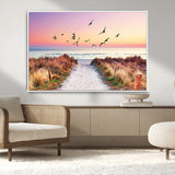 54411-MGV-CV-36X24-Coastal Path Sunrise Wall Art – Serene Ocean Canvas Print, Beach Landscape Decor for Living Room, Bedroom or Office, Peaceful