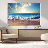 50522-MGV-CV-36X24-Ocean Sunrise Wall Art – Peaceful Beach Waves and Golden Horizon Canvas Print, Coastal Seascape Decor for Home or Office