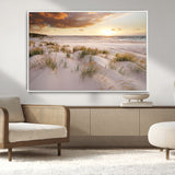 61246-MGV-CV-36X24-Coastal Sand Dunes Wall Art – Serene Beach Sunset Canvas Print with Grasses and Ocean View, Tranquil Seaside Decor for Living Room