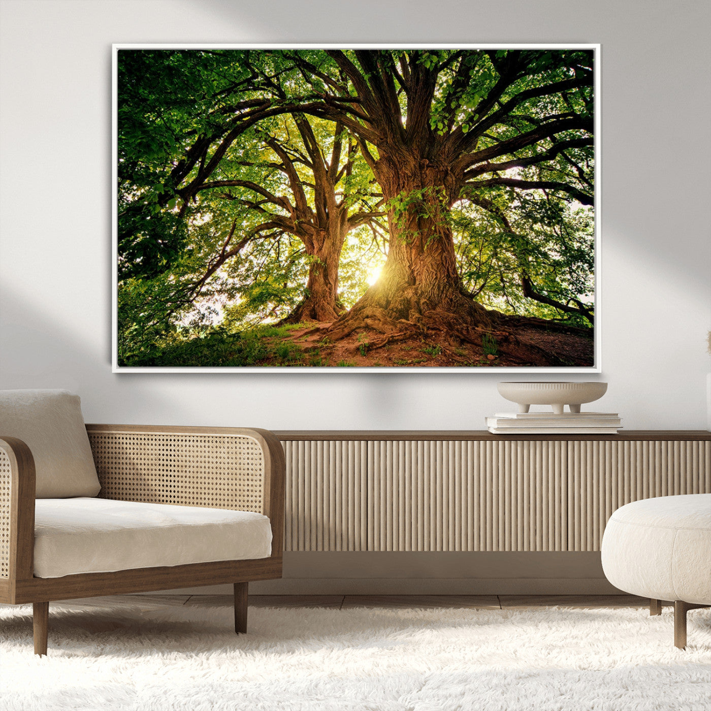 52150-MGV-CV-36X24-Majestic Tree Wall Art – Large Nature Canvas Print with Sunlight Through Branches, Rustic Forest Decor for Living Room, Bedroom or