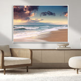 42253-MGV-CV-36X24-Serene Beach Waves Wall Art – Tranquil Ocean Horizon Canvas Print, Coastal Seascape Decor for Living Room or Office Wall