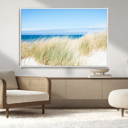 96913-MGV-CV-36X24-Coastal Dunes Wall Art – Serene Beach Grass and Blue Ocean Canvas Print, Relaxing Seaside Nature Decor for Living Room, Bedroom or