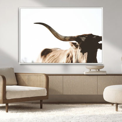 35866-MGV-CV-36X24-Texas Longhorn Wall Art – Rustic Western Bull Canvas Print, Farmhouse Animal Photography Decor for Living Room, Office, or Ranch