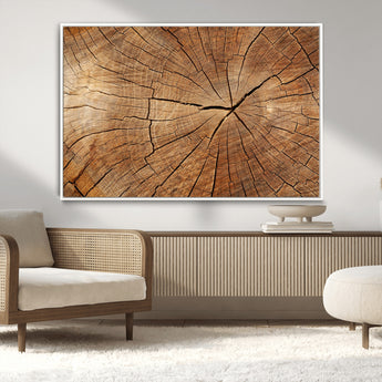 61710-MGV-CV-36X24-Tree Rings Wall Art – Rustic Wood Grain Canvas Print of Tree Trunk Cross Section, Nature Inspired Decor for Cabin, Office, Living