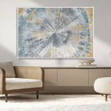 17631-MGV-CV-36X24-Radiant Burst Wall Art – Abstract Sunburst Canvas Print in Blue and Gold, Modern Geometric Painting for Living Room, Office or