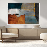 35026-MGV-CV-36X24-Abstract Canvas Wall Art – Modern Teal, Rust, Black and Gold Textured Painting, Contemporary Decor for Living Room, Bedroom or