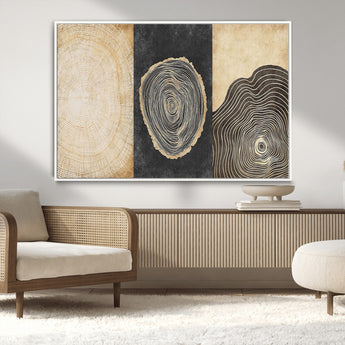 77785-MGV-CV-36X24-Tree Ring Abstract Wall Art – Rustic Wood Growth Pattern Canvas Prints, Modern Nature-Inspired Decor for Living Room or Office