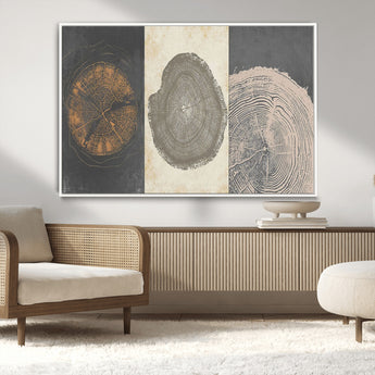 80725-MGV-CV-36X24-Wood Tree Rings Wall Art Canvas Print, Framed Tree Rings Art Picture Print, Abstract Tree Rings Perfect Modern Boho Decor Artwork