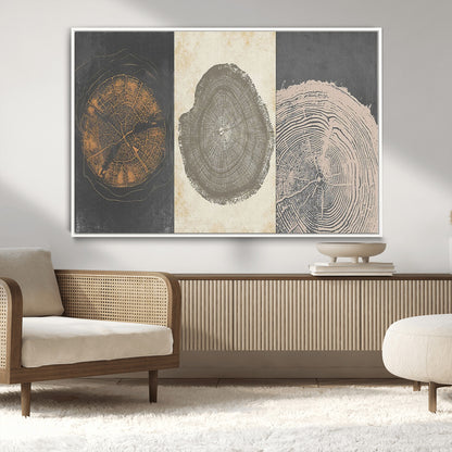 80725-MGV-CV-36X24-Wood Tree Rings Wall Art Canvas Print, Framed Tree Rings Art Picture Print, Abstract Tree Rings Perfect Modern Boho Decor Artwork