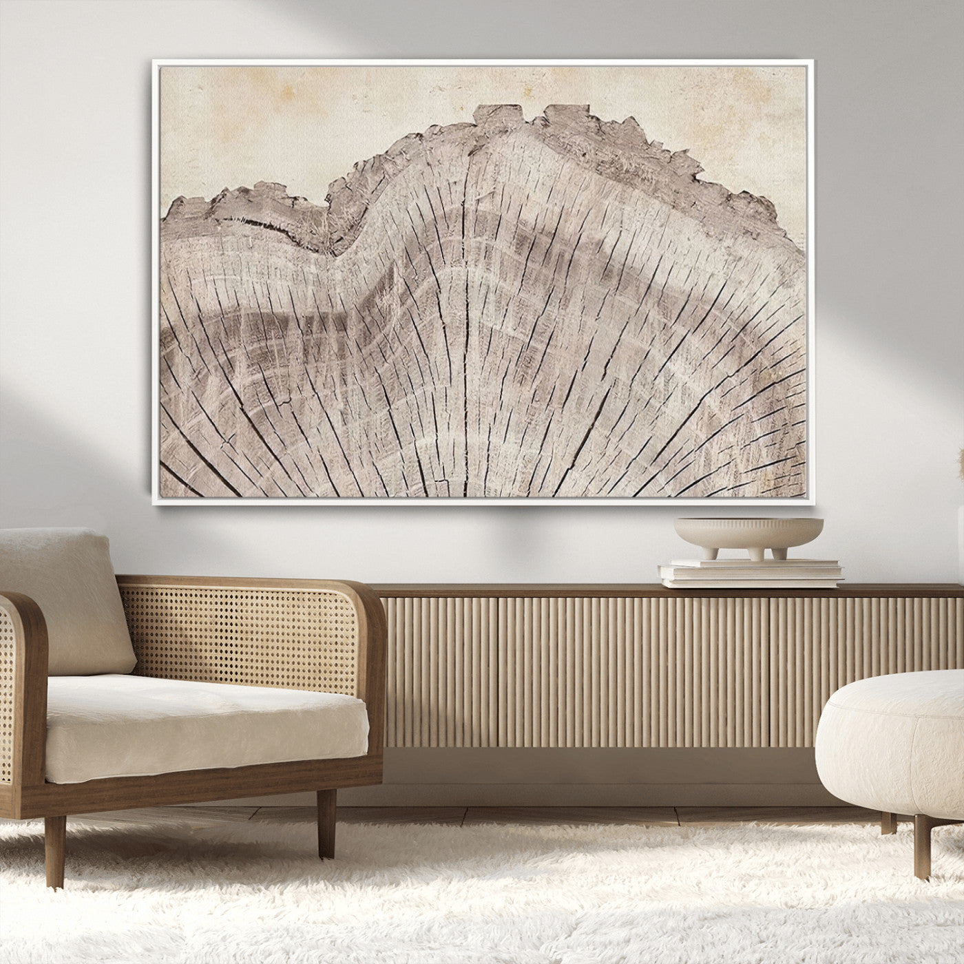 67528-MGV-CV-36X24-Wood Ring Wall Art Canvas Print, Framed Tree Ring Art Picture Print, Rustic Tree Ring Perfect Neutral Boho Decor Artwork