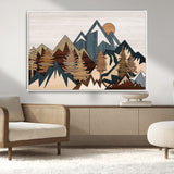 67950-MGV-CV-36X24-Modern Wood Wall Art Canvas Print, Framed Mountain Range Art Picture Print, Wood Mountain Range Perfect Rustic Decor Artwork