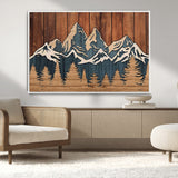 41330-MGV-CV-36X24-Rustic Mountain Wall Art – Wooden Nature Scene with Trees and Peaks, Handmade 3D Layered Decor for Living Room, Cabin or Office