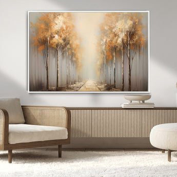 95004-MGV-CV-36X24-Autumn Forest Path Wall Art – Hand Painted Canvas Print with Golden Trees, Modern Nature Landscape Decor for Living Room, Bedroom