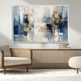 44344-MGV-CV-36X24-Abstract Blue and Gold Wall Art – Modern Hand Painted Canvas Print, Contemporary Textured Painting for Living Room, Bedroom or