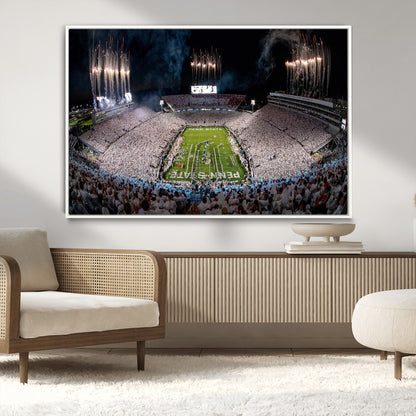 11391-MGV-CV-36X24-Penn State Stadium Wall Art – Panoramic White Out Football Game Canvas Print, College Sports Decor for Office, Man Cave, or Living