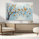 59455-MGV-CV-36X24-Butterfly Tree Branch Wall Art – Blue and Yellow Abstract Canvas Print, Modern Nature Artwork for Living Room, Bedroom or Office