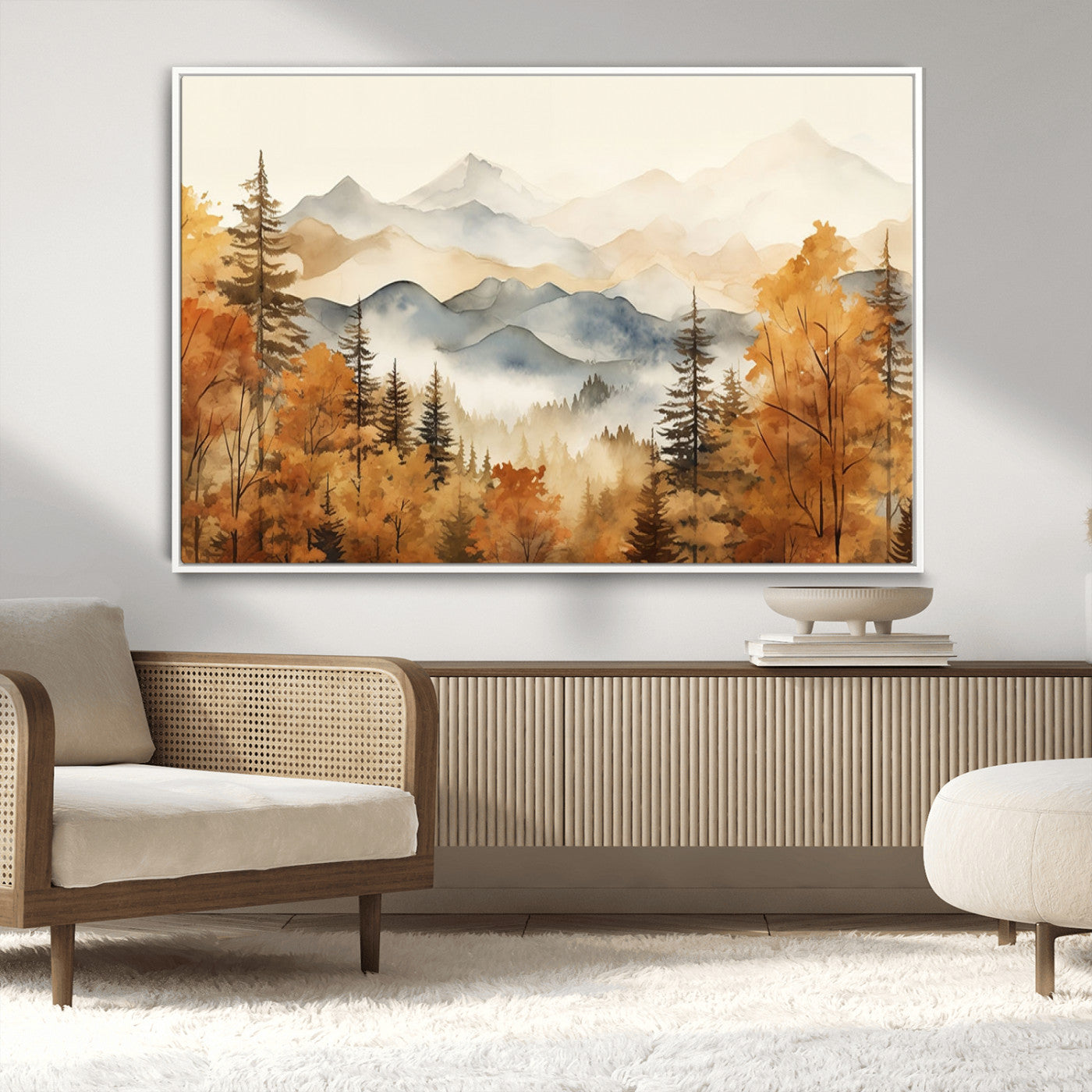 72950-MGV-CV-36X24-Autumn Mountain Forest Wall Art – Golden Fall Landscape Canvas Print, Nature-Inspired Home Decor for Living Room, Bedroom or