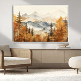 72950-MGV-CV-36X24-Autumn Mountain Forest Wall Art – Golden Fall Landscape Canvas Print, Nature-Inspired Home Decor for Living Room, Bedroom or