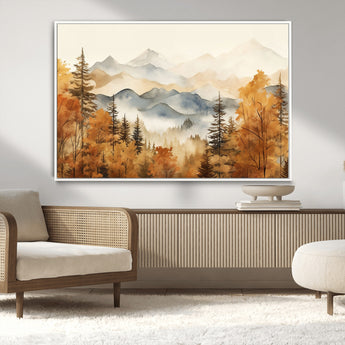 72950-MGV-CV-36X24-Autumn Mountain Forest Wall Art – Golden Fall Landscape Canvas Print, Nature-Inspired Home Decor for Living Room, Bedroom or