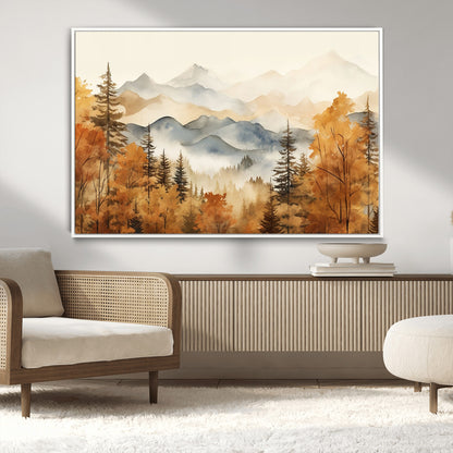 72950-MGV-CV-36X24-Autumn Mountain Forest Wall Art – Golden Fall Landscape Canvas Print, Nature-Inspired Home Decor for Living Room, Bedroom or