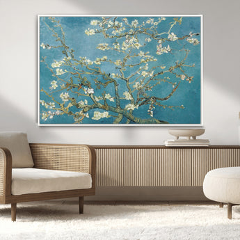 65607-MGV-CV-36X24-Almond Blossom Wall Art – Van Gogh Blue Floral Canvas Print, Elegant Impressionist Painting Decor for Living Room, Bedroom or