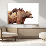 76943-MGV-CV-36X24-Mom Bear Wall Art Canvas Print, Framed Bear Photography Art Picture Print, Rustic Bear and Cub Perfect Rustic Farmhouse Decor