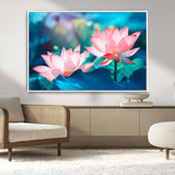 32559-MGV-CV-36X24-Lotus Flower Wall Art – Pink Water Lily Canvas Print, Tranquil Nature Decor for Living Room, Bedroom or Meditation Space