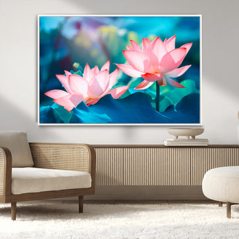 32559-MGV-CV-36X24-Lotus Flower Wall Art – Pink Water Lily Canvas Print, Tranquil Nature Decor for Living Room, Bedroom or Meditation Space