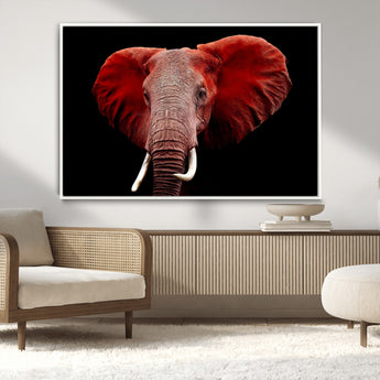 14788-MGV-CV-36X24-Red Elephant Wall Art – Bold Wildlife Canvas Print, African Safari Animal Decor for Living Room, Bedroom or Office