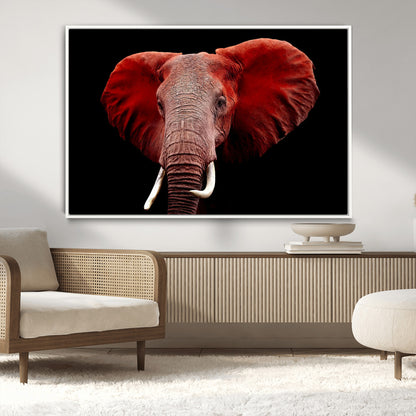14788-MGV-CV-36X24-Red Elephant Wall Art – Bold Wildlife Canvas Print, African Safari Animal Decor for Living Room, Bedroom or Office