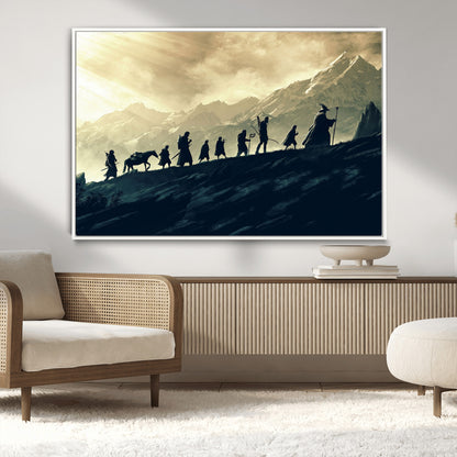 41574-MGV-CV-36X24-Fellowship Journey Wall Art – Epic Fantasy Adventure Canvas Print, Mountain Landscape Decor for Living Room, Office or Man Cave