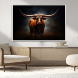 48896-MGV-CV-36X24-Texas Longhorn Wall Art – Rustic Western Bull Canvas Print and Farmhouse Cattle Painting for Living Room, Ranch, or Office Decor .