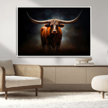 48896-MGV-CV-36X24-Texas Longhorn Wall Art – Rustic Western Bull Canvas Print and Farmhouse Cattle Painting for Living Room, Ranch, or Office Decor .