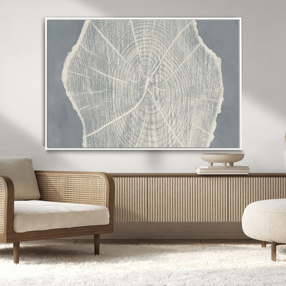 25547-MGV-CV-36X24-Tree Ring Wall Art Canvas Print, Framed Linocut Tree Ring Art Picture Print, Wood Texture Perfect Minimalist Farmhouse Decor