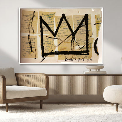 37215-MGV-CV-36X24-Abstract Crown Wall Art – Urban Graffiti Style Canvas Print Modern Street Art Design, Bold Contemporary Decor for Living Room,