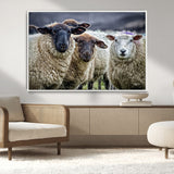 18418-MGV-CV-36X24-Sheep Wall Art Canvas Print, Framed Farmhouse Sheep Art Picture Print, Sheep Herd Perfect Rustic Farmhouse Decor Artwork