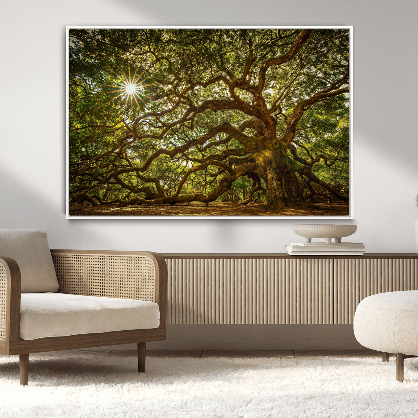 57983-MGV-CV-36X24-Angel Oak Tree Wall Art Canvas Print, Framed Oak Tree Art Picture Print, Angel Oak Perfect Rustic Nature Decor Artwork