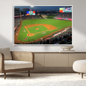 93707-MGV-CV-36X24-Los Angeles Stadium Wall Art Canvas Print, Framed Angel Stadium Field Art Picture Print, Anaheim Stadium Perfect Sports Room Decor