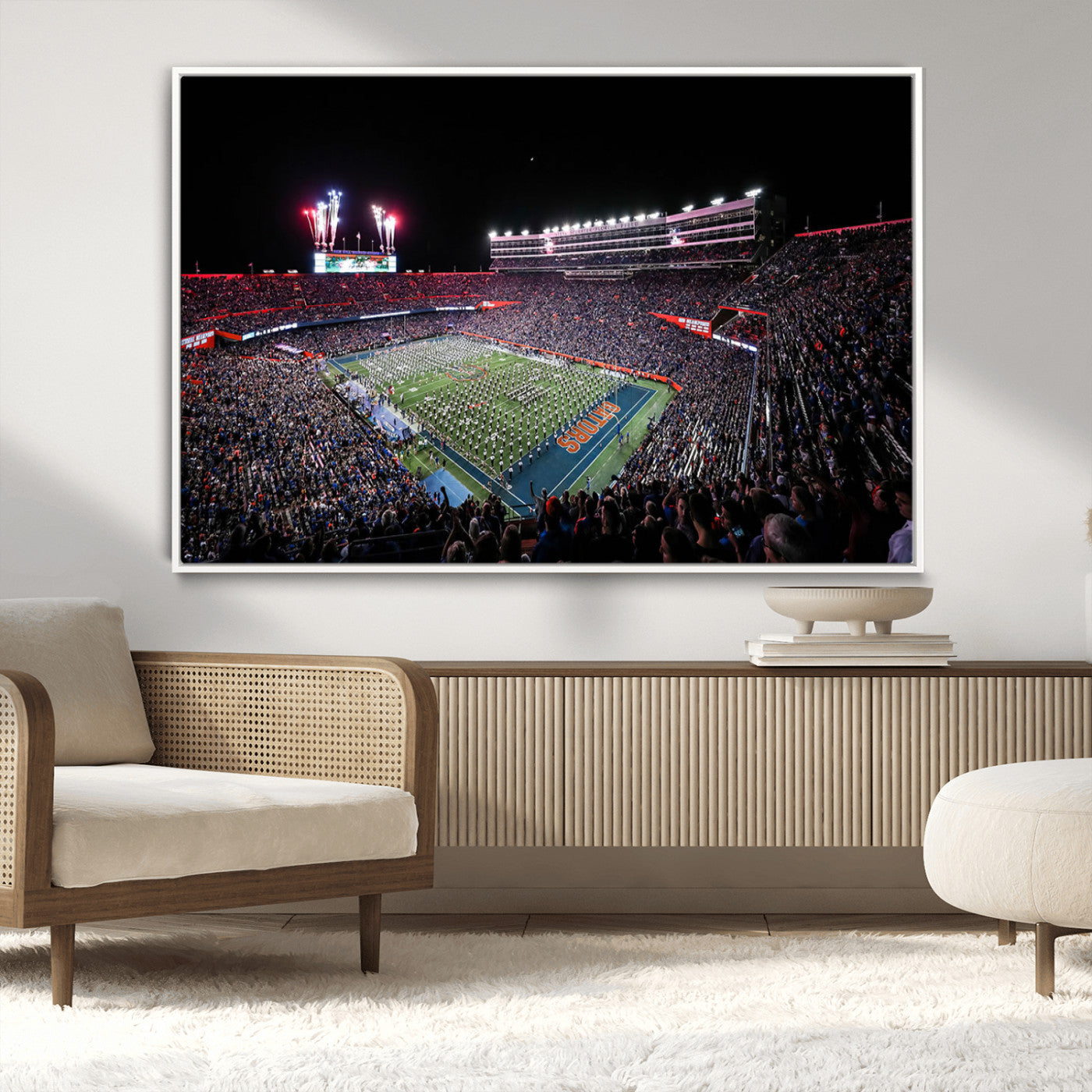 46899-MGV-CV-36X24-Ben Hill Griffin Stadium Wall Art Canvas Print, Framed Football Stadium Art Picture Print, Florida Football Stadium Perfect Sport
