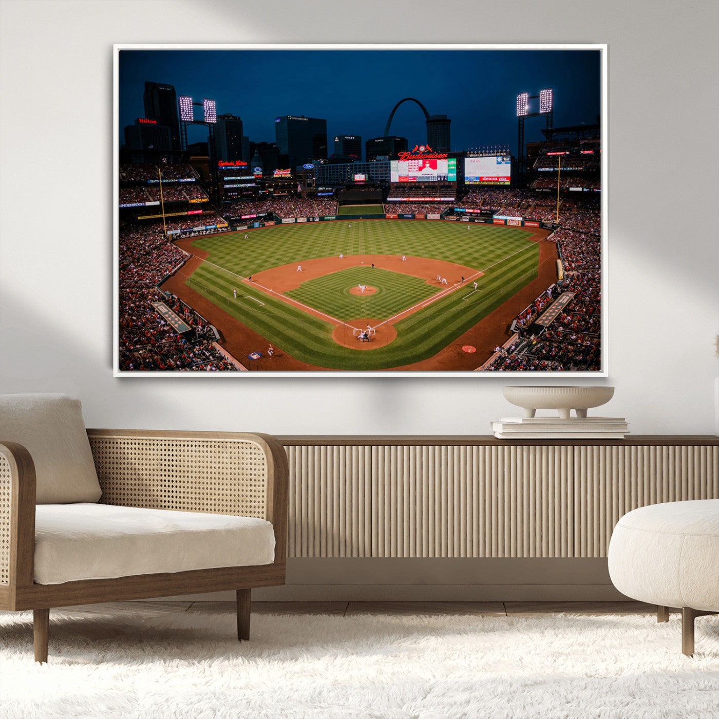 38612-MGV-CV-36X24-Busch Stadium Wall Art Canvas Print, Framed Missouri Stadium Art Picture Print, Busch Stadium Field Perfect Sports Room Decor
